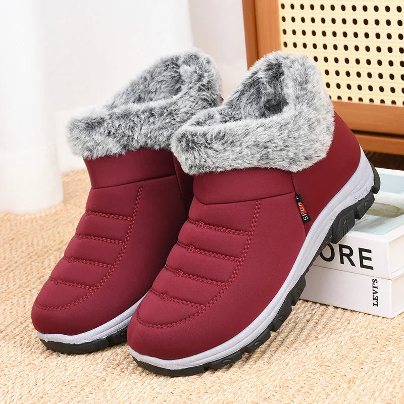 Women's Winter Shoes for Middle-Aged and Elderly Mothers, Non-Slip Women's Velvet Warm Grandma Fashion Snow Boots and Short Boots